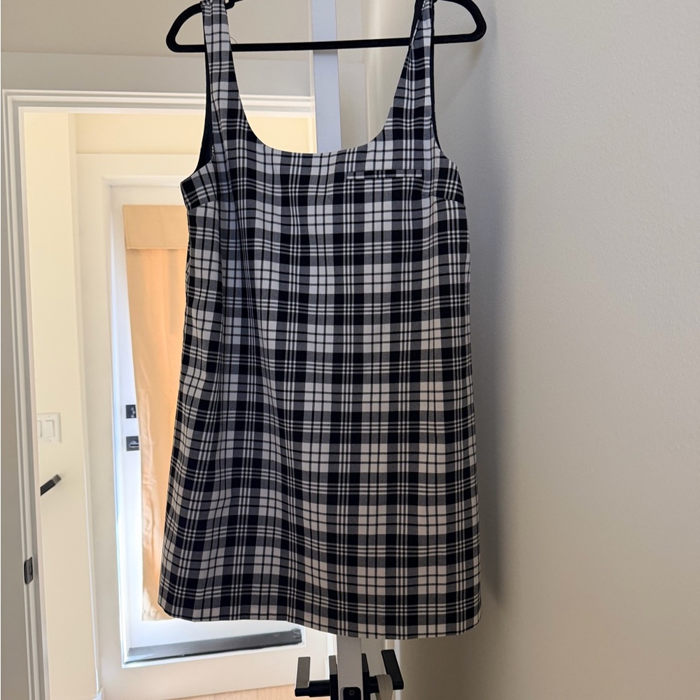 Mango Black and White Plaid Tank Dress